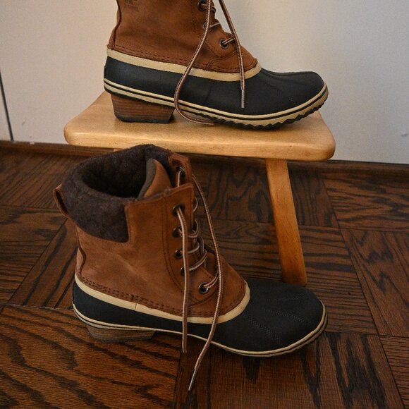 Sorel Women’s Insulated Duck Boots with Heel – Brown/Black – Size 10.5M - Picture 5 of 12